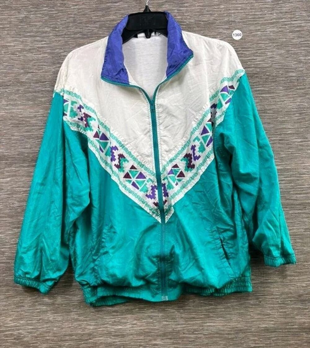 Vintage 90s Winterset Retro Winbreaker Jacket L Geometric Colorblock Full Zip